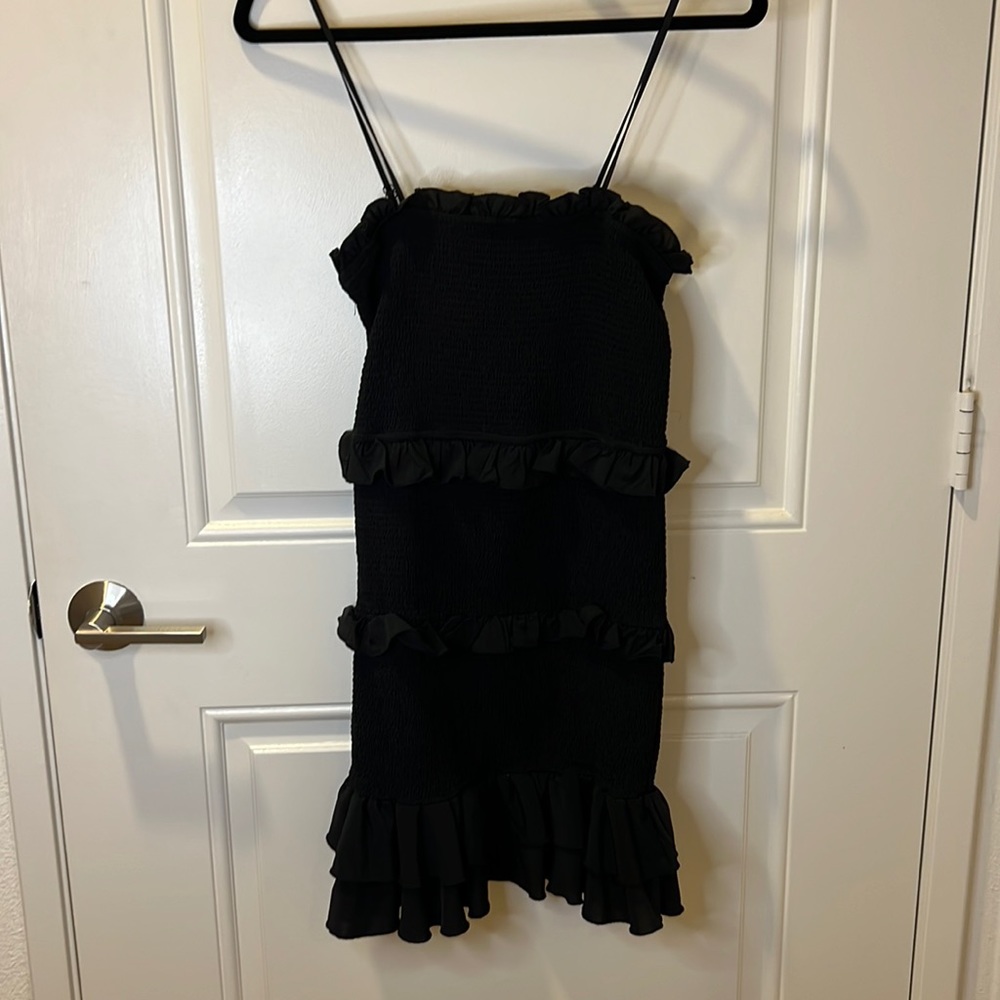 Black mini dress with ruffles